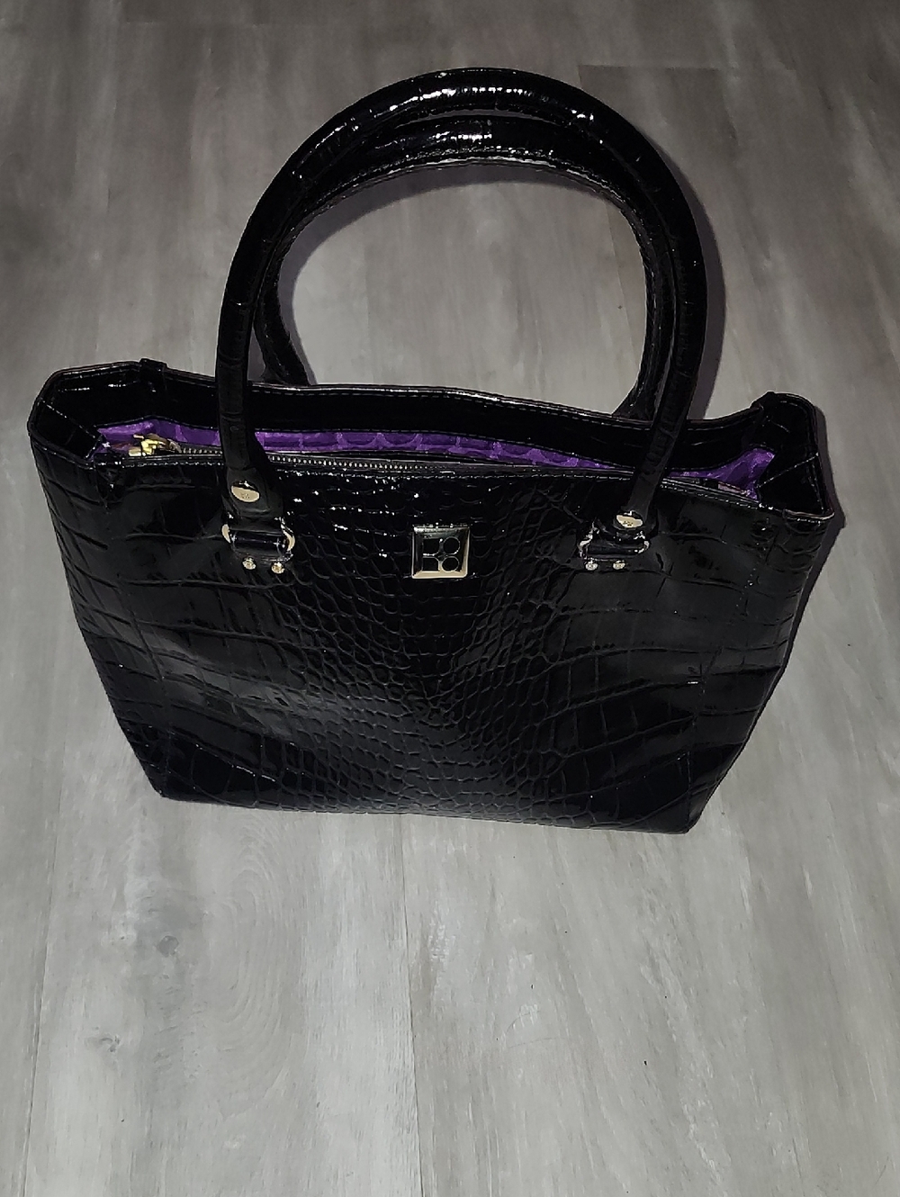 VTG Rare Kate Spade Black Croc-Embossed Tote Bag